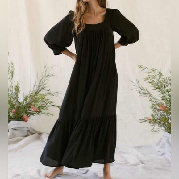Christy Dawn Bianca Square Neck Peasant Dress - Picture 1 of 9